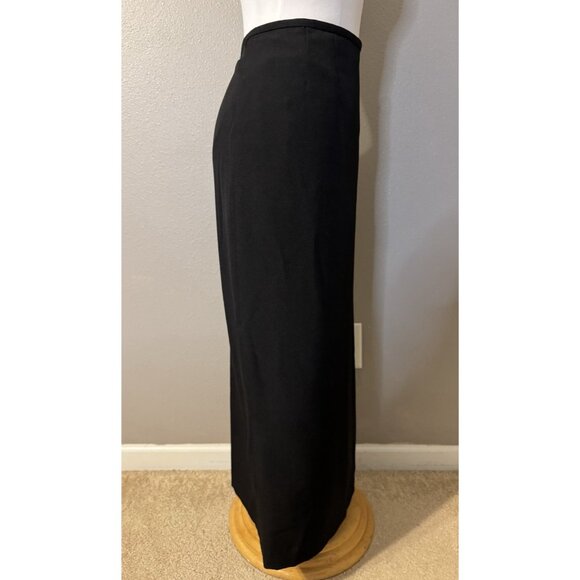 Kasper Midi Maxi Skirt 16 Black Lined Stretch Polyester Career Suit Coordinate - Picture 4 of 9